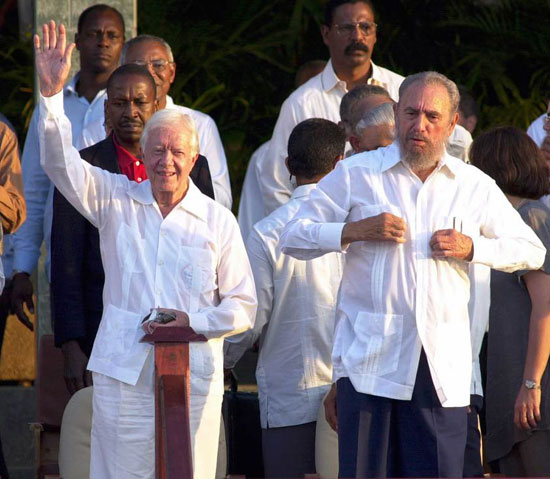 الرئيس الأمريكي جيمي كارتر مع الرئيس الكوبي فيديل كاسترو