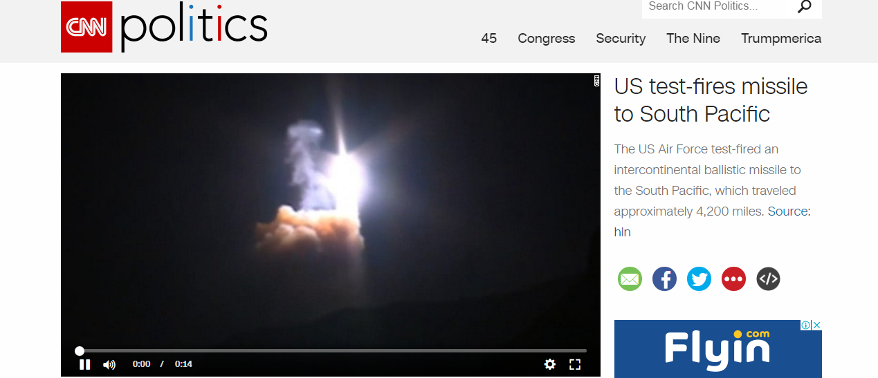 أمريكا تطلق صاروخ عابر للقارات 