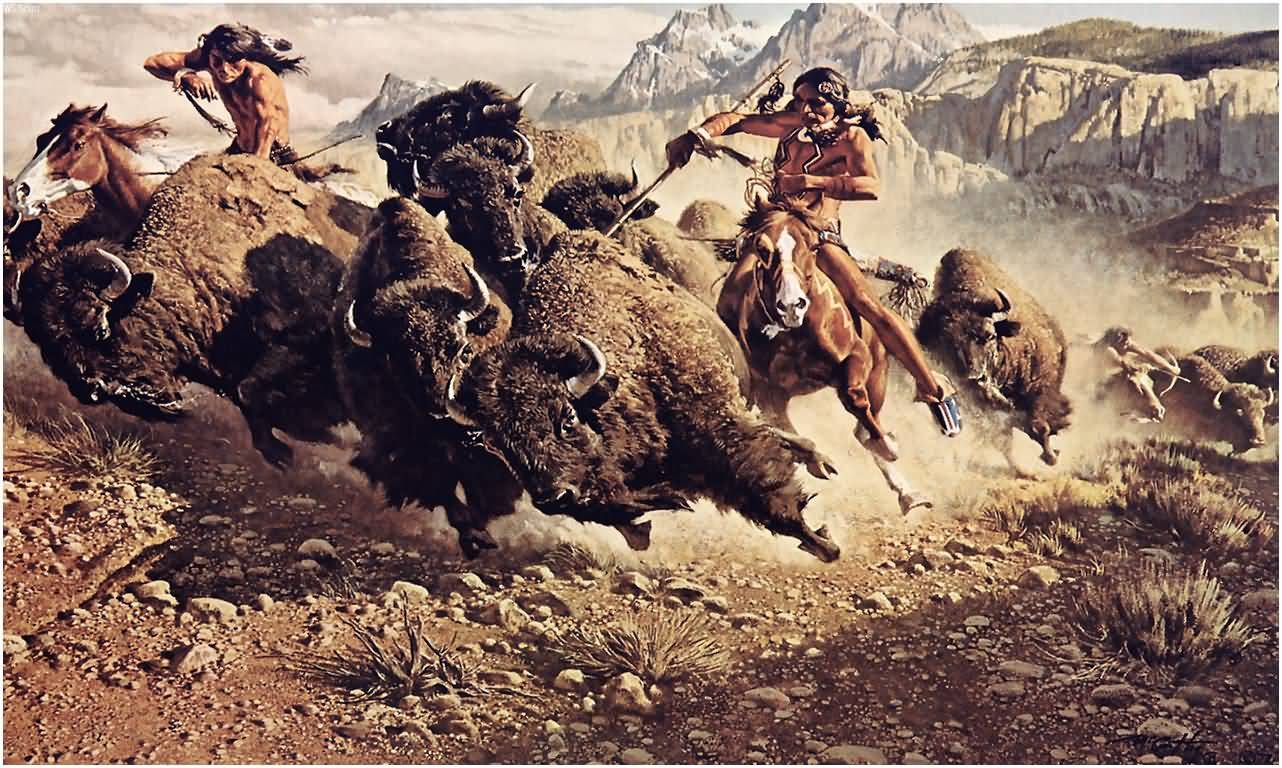 Native American-hunting-buffalo