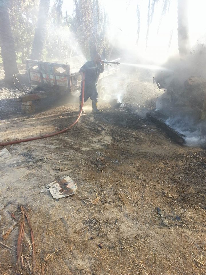 إخماد  حريق  ضخم اندلع  في مزرعة مواشي  غرب النيل بدراو  (2)