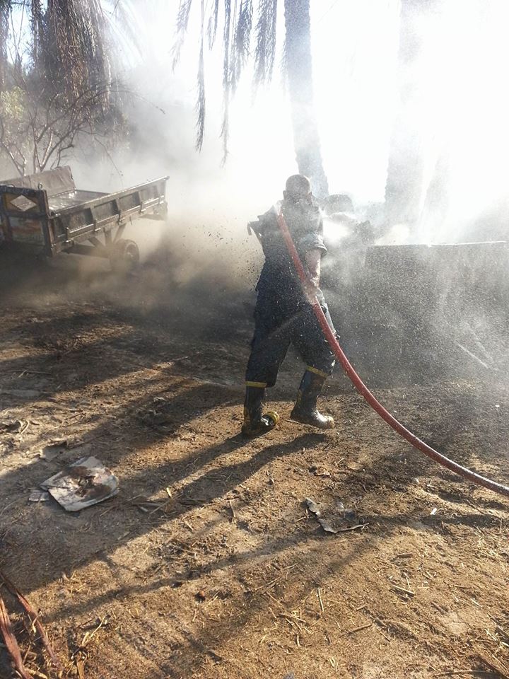 إخماد  حريق  ضخم اندلع  في مزرعة مواشي  غرب النيل بدراو  (3)