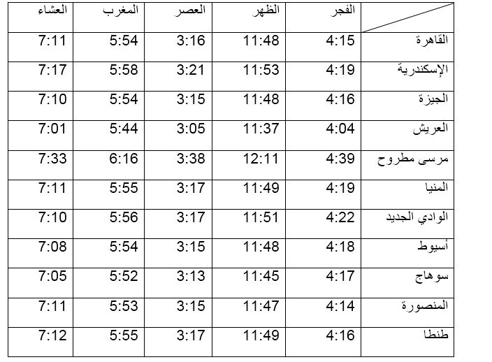 مواقيت الصلاة ليوم الجمعة 22 سبتمبر