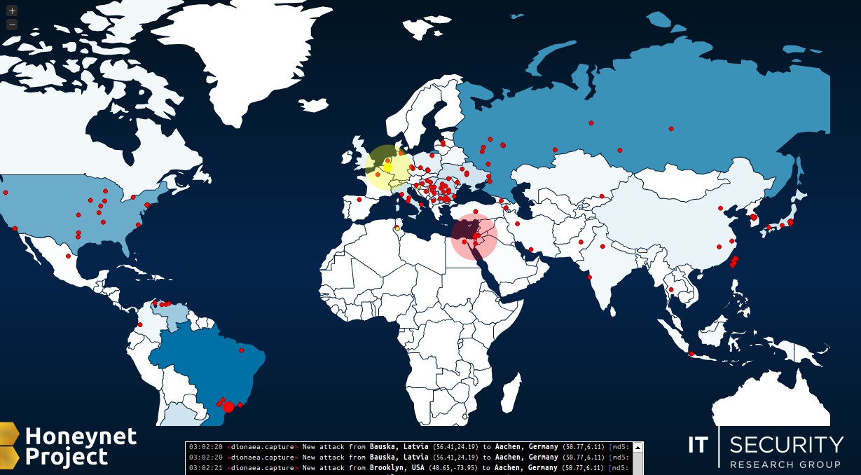 خريطة الهجمات الإلكترونية حول العالم