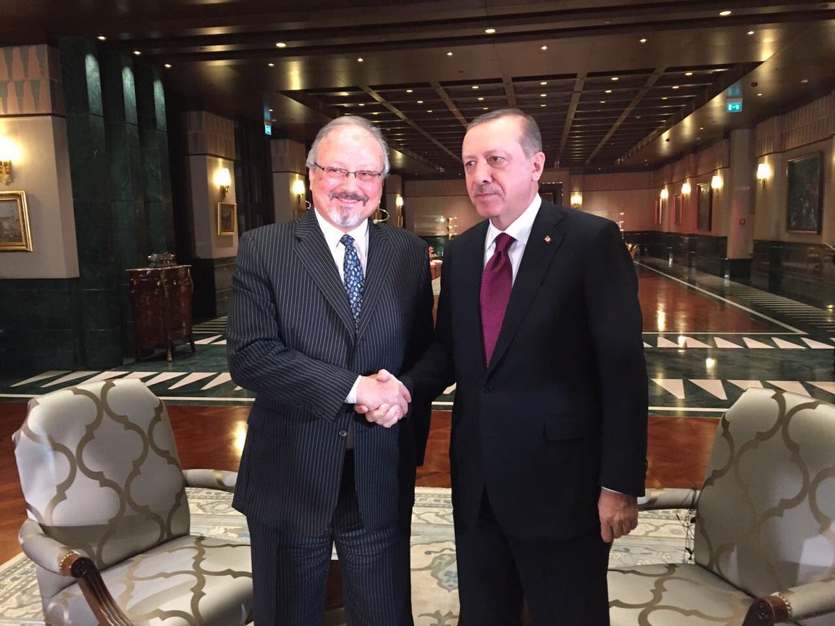 جمال خاشقجي مع الرئيس التركي رجب طيب أردوغان