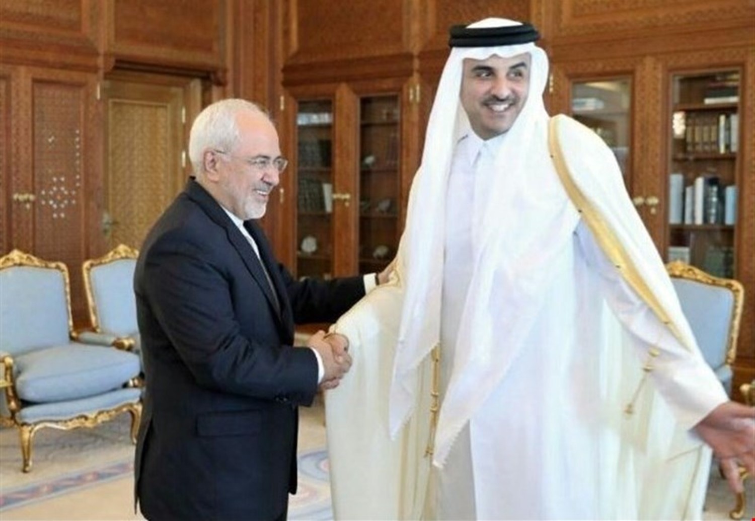 امير قطر ووزير الخارجية الايرانى