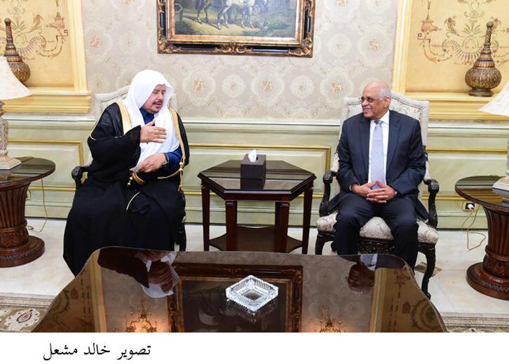 رئيس البرلمان يستقبل رئيس مجلس الشورى السعودي في مطار القاهرة (9)