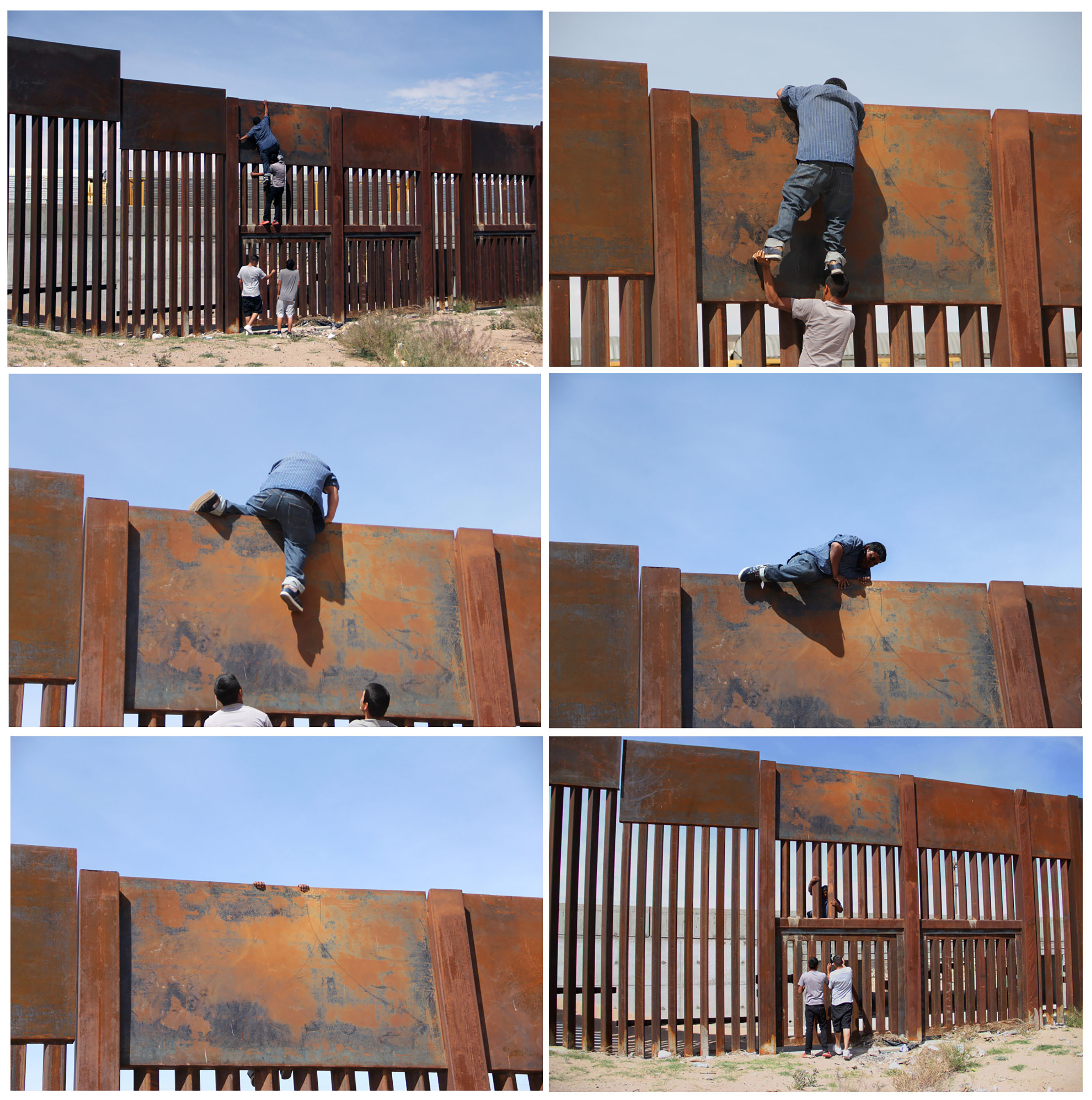 نجاح عبور أحد المهاجرين فى اجتياز الجدار الحدودى
