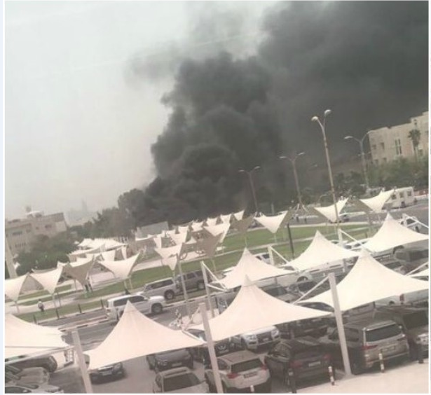 حريق في جامعة قطر