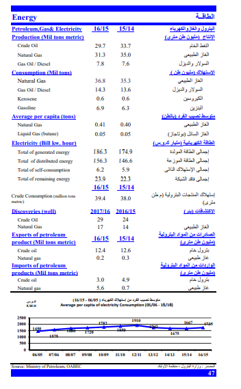 متوسطات نصيب الفرد من الطاقة في مصر