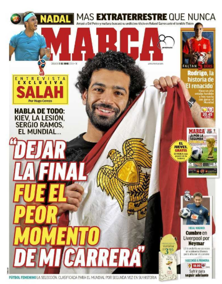 محمد صلاح يتصدر غلاف صحيفة ماركا الأسبانية 