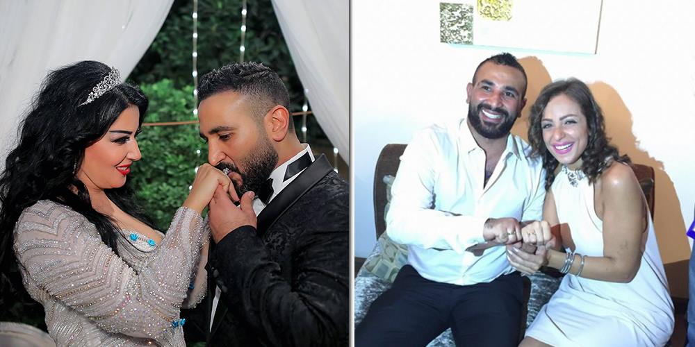 الخطوبة الرسمية لأحمد سعد وريم بعد سنوات من العلاقة، بينما في يسار الصورة زفافه رسميا على سمية بعد شهور