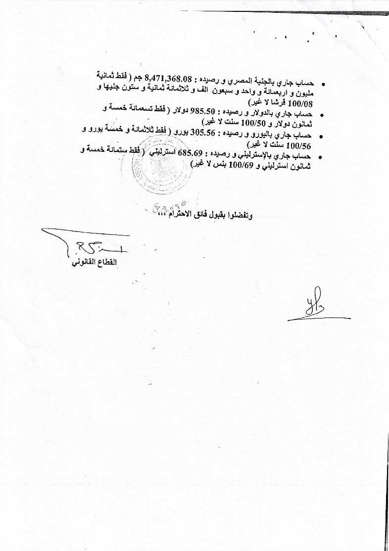 صورة الحكم باسم الشعب برفض الاشكال في الحجز على ارصدة العزبي والمستندات المرفقة-7
