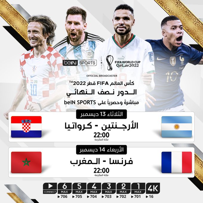 جدول مباريات نصف نهائي كأس العالم