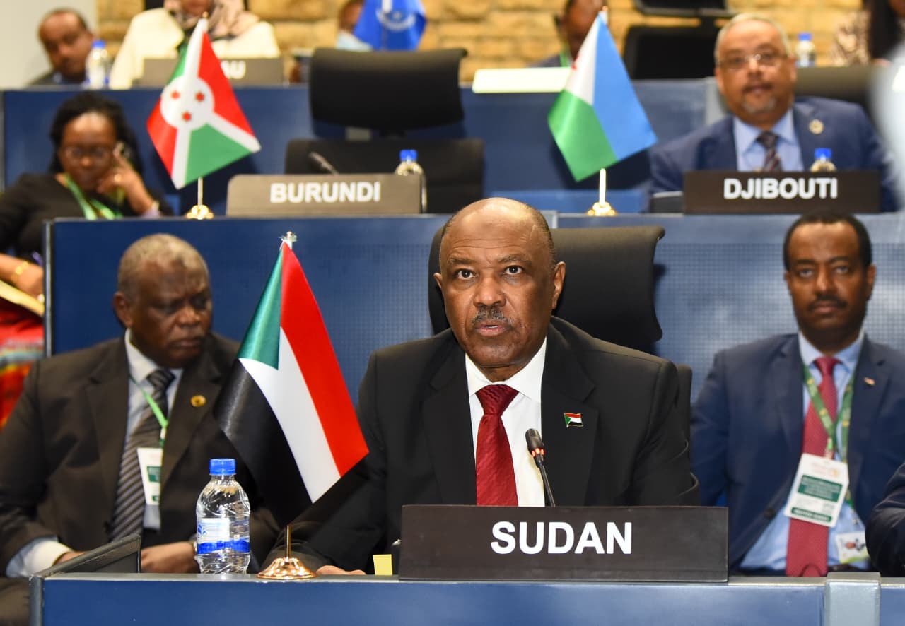 وزير خارجية السودان خلال جلسة السلم والأمن الأفريقى برئاسة مصر وزير خارجية السودان خلال جلسة السلم والأمن الأفريقى برئاسة مصر