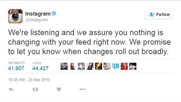 إنستغرام: لا تغيير في طريقة عرض المشاركات