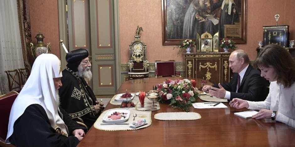تفاصيل لقاء البابا تواضروس والرئيس الروسي بوتين