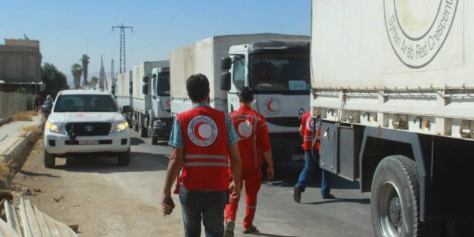 مساعدات إنسانية مشتركة.. الهلال الأحمر والأمم المتحدة يدعما سكان سوريا