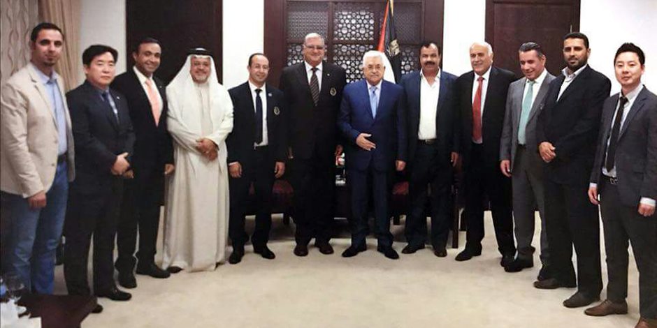 الرئيس الفلسطينى يستقبل الوفود المشاركة بالبطولة الدولية للتايكوندو (صور)