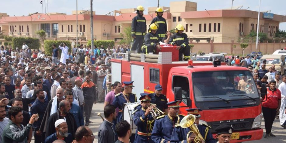 تشييع جنازة الشهيد مجند الحسين جمال من مسجد الرضا بمدينة بنى سويف الجديدة(صور)