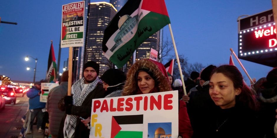 "القدس عاصمة فلسطين".. مظاهرات في أمريكا ضد قرار ترامب (صور)