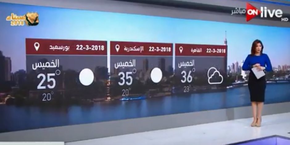 تعرف على درجات الحرارة اليوم الخميس على القاهرة ومحافظات الجمهورية مع «ON Live»