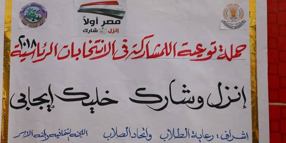 قف في طابور الناخبين بدلا من طابور اللاجئين.. دعاية طلاب جامعة المنصورة (صور)