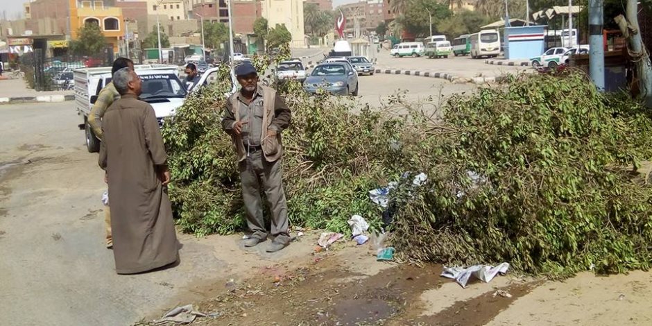 رئاسة مركز الخارجة تزيل آثار العواصف الترابية بأحياء المدينة (صور)