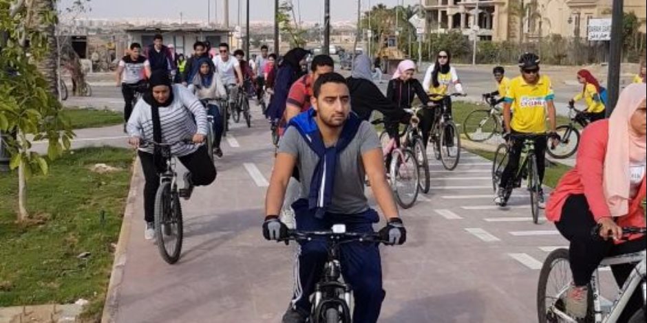 افتتاح مسار الدراجات بطريق جمال عبدالناصر بـ6 أكتوبر