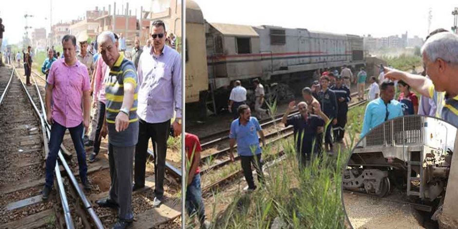 تفاصيل حادث قطار شبين الكوم: تخطي «سيمافور» السبب.. والرصيف وراء الإصابات (صور)