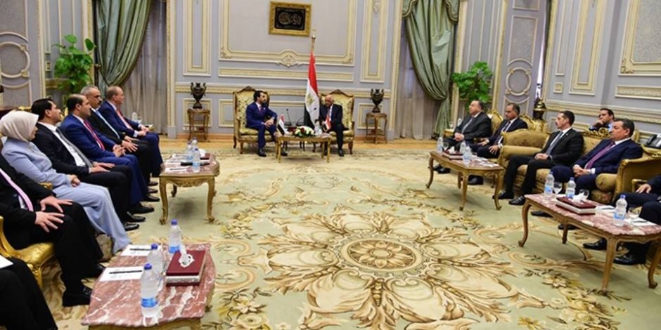  إعادة الإعمار والتعاون التجاري أبرز القضايا.. تفاصيل لقاء "عبدالعال" مع رئيس برلمان العراق