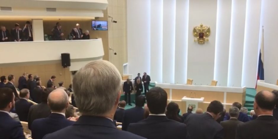 شاهد رد فعل أعضاء المجلس الفيدرالي الروسي على كلمة السيسي
