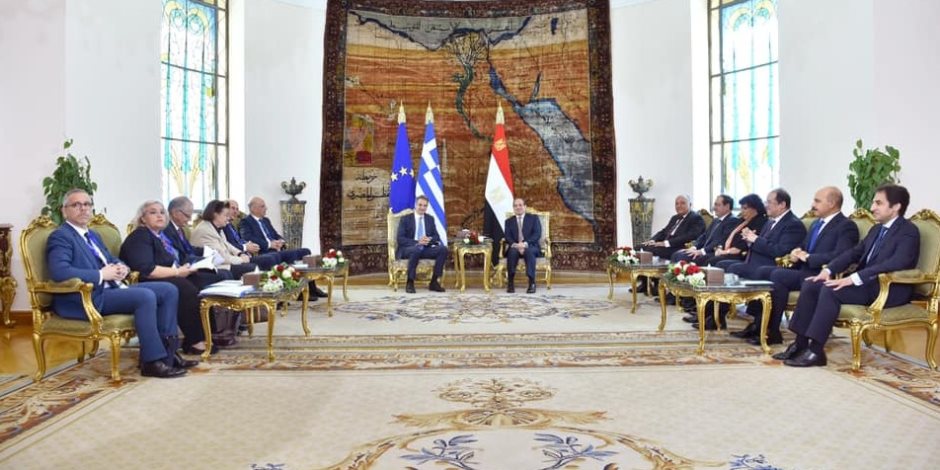 نص كلمة السيسي في المؤتمر المصري اليوناني القبرصي: نرفض استقطاع أي جزء من أراضي سوريا