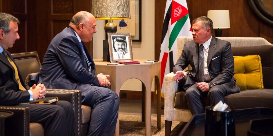 العاهل الأردني يستقبل وزير الخارجية سامح شكري خلال زيارته إلى العاصمة الأردنية