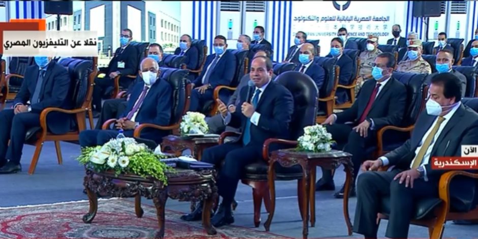 الرئيس السيسي يتفقد الجامعة المصرية اليابانية فى مدينة برج العرب
