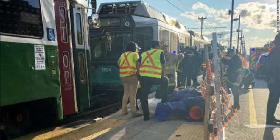 تصادم قطارين في مدينة بوسطن الأمريكية.. وإصابة 23 شخصا على الأقل