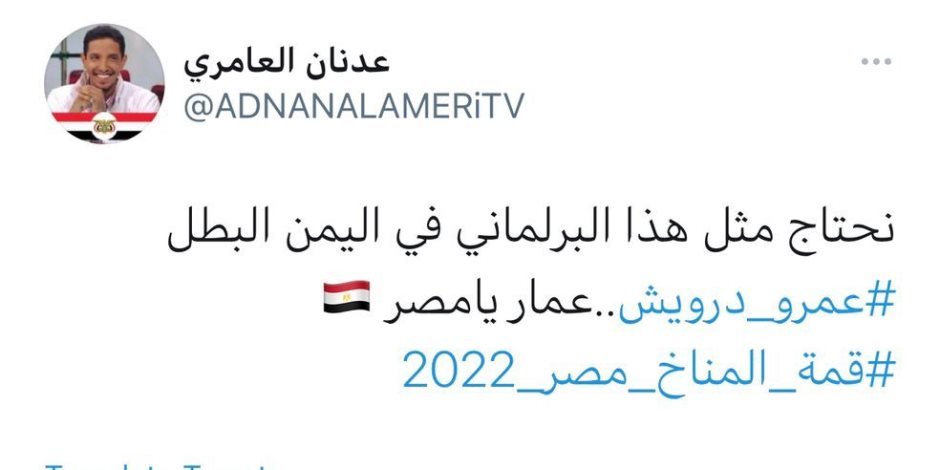 ناشط يمنى يشيد بموقف النائب عمرو درويش فى جلسة سناء سيف: نحتاج مثل هذا البرلمانى فى اليمن