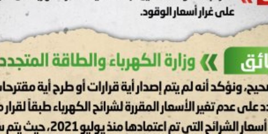 الحكومة تنفى تشكيل لجنة لتحديد أسعار الكهرباء كل 3 أو 6 أشهر على غرار الوقود