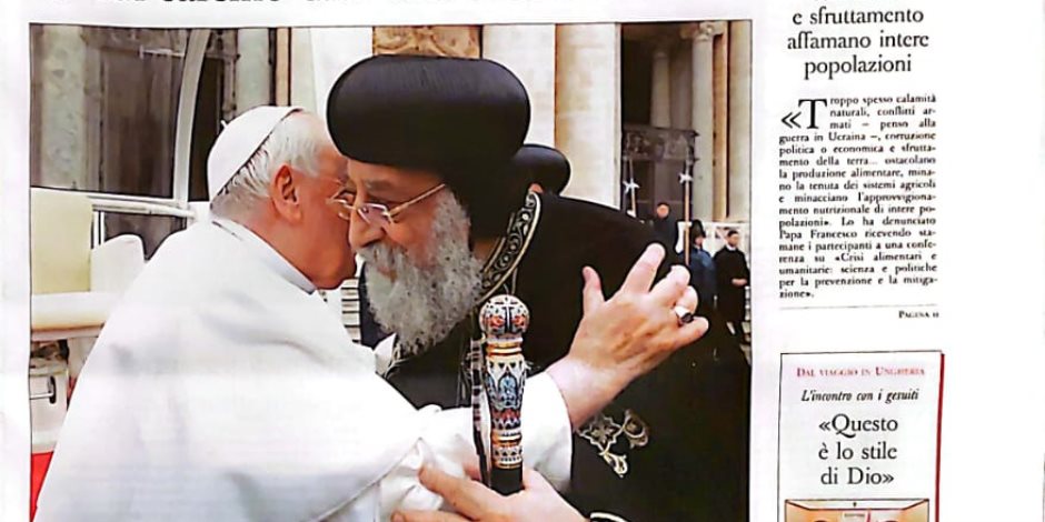 زيارة البابا تواضروس تتصدر عناوين الصحيفة الرسمية للفاتيكان (صور)