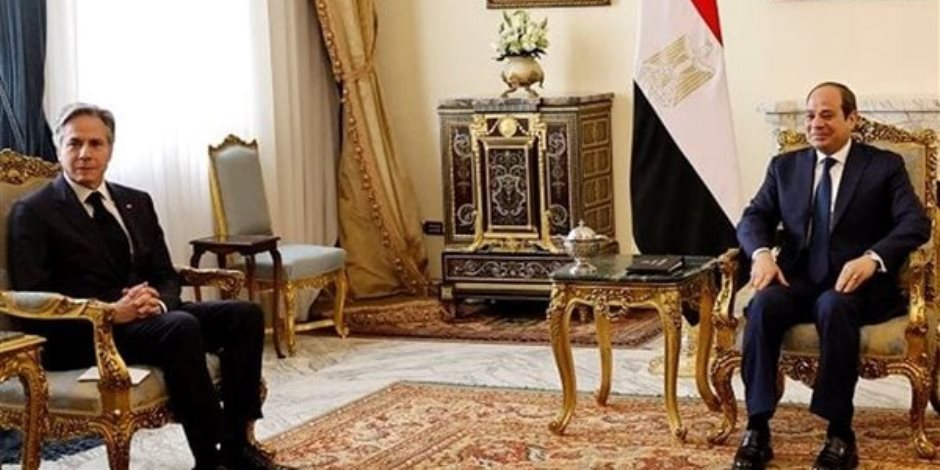 الرئيس السيسي لوزير خارجية أمريكا: مصر تبذل جهودًا مكثفة لاحتواء الموقف في غزة وعدم دخول أطراف أخرى للصراع