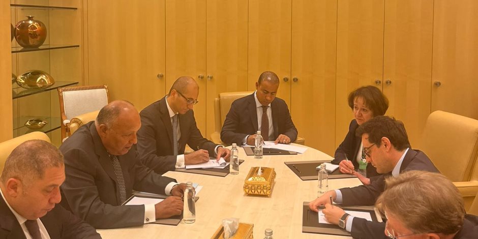  وزير الخارجية المصري يلتقي نظيره الفرنسي علي هامش المنتدي الاقتصادي العالمي