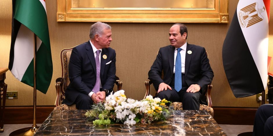 الرئيس السيسى وعاهل الأردن يجددان رفضهما التام للتهجير أو تصفية القضية الفلسطينية