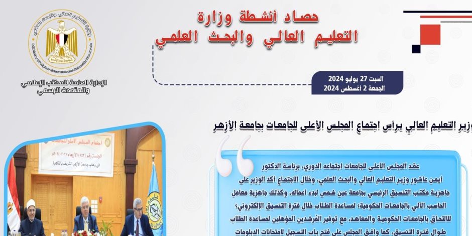 برتوكولات مع الجامعة الصينية وبنك المعرفة.. حصاد التعليم العالي في أسبوع