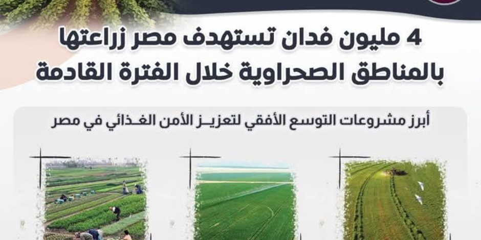 4 ملايين فدان تستهدف مصر زراعتها بالمناطق الصحراوية.. «مستقبل مصر» يناقش تعزيز التعاون المشترك مع «الزراعة» الروسية 