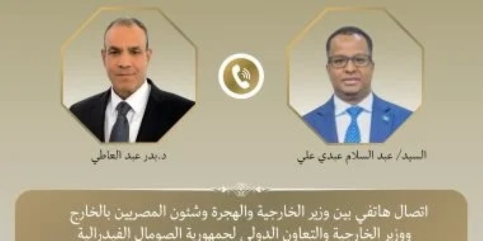 بدر عبد العاطى يجرى اتصالًا هاتفيًا بوزير خارجية الصومال الجديد بدر عبد العاطى يجرى اتصالًا هاتفيًا بوزير خارجية الصومال الجديد