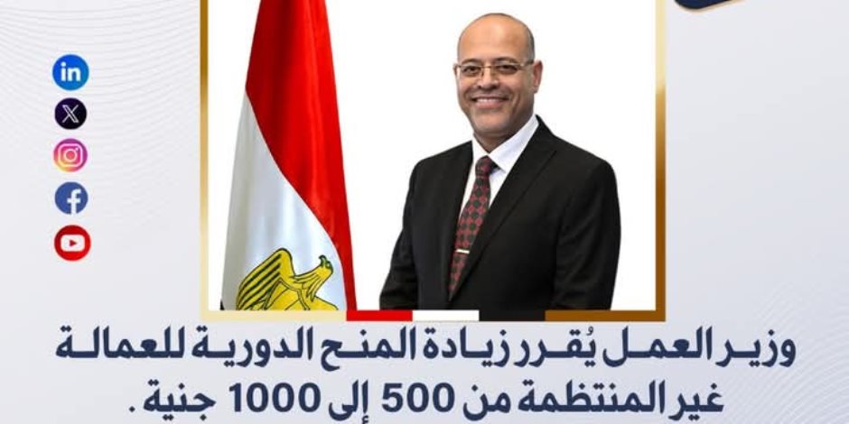 مليار و500 مليون جنيه للزيادة السنوية للمقيدين.. 2.5 مليون عامل مستهدف تسجيلهم ارتفاعاً من 1164012 عاملاً بقاعدة بيانات وزارة العمل
