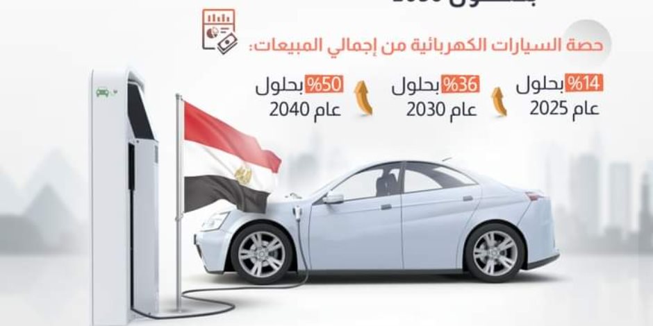 17 مليون سيارة كهربائية للمبيعات العالمية خلال العام المالي 2024-2025.. مصر تستهدف 65% تصنيع بمكون محلي بحلول 2030 17 مليون سيارة كهربائية للمبيعات العالمية خلال العام المالي 2024-2025.. مصر تستهدف 65% تصنيع بمكون محلي بحلول 2030