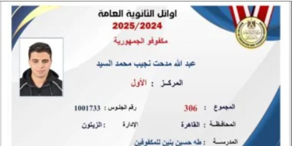الأول على الثانوية العامة مكفوفين: ذاكرت وفرحت أسرتى وربنا كرمنى بختم القرآن الأول على الثانوية العامة مكفوفين: ذاكرت وفرحت أسرتى وربنا كرمنى بختم القرآن