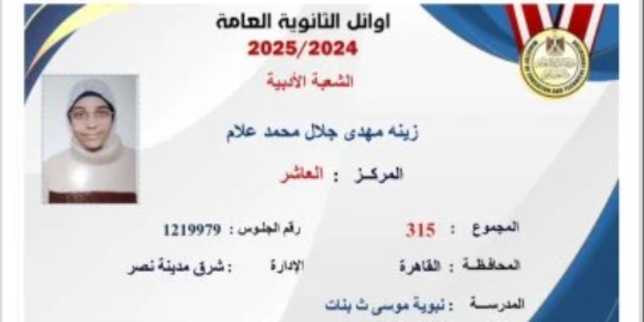 العاشرة على الثانوية العامة أدبى: حققت حلم التفوق وهدفى الالتحاق بإعلام العاشرة على الثانوية العامة أدبى: حققت حلم التفوق وهدفى الالتحاق بإعلام