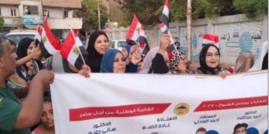 مسيرة بأعلام مصر لسيدات فى سوهاج لحث المواطنين على المشاركة بانتخابات الشيوخ مسيرة بأعلام مصر لسيدات فى سوهاج لحث المواطنين على المشاركة بانتخابات الشيوخ