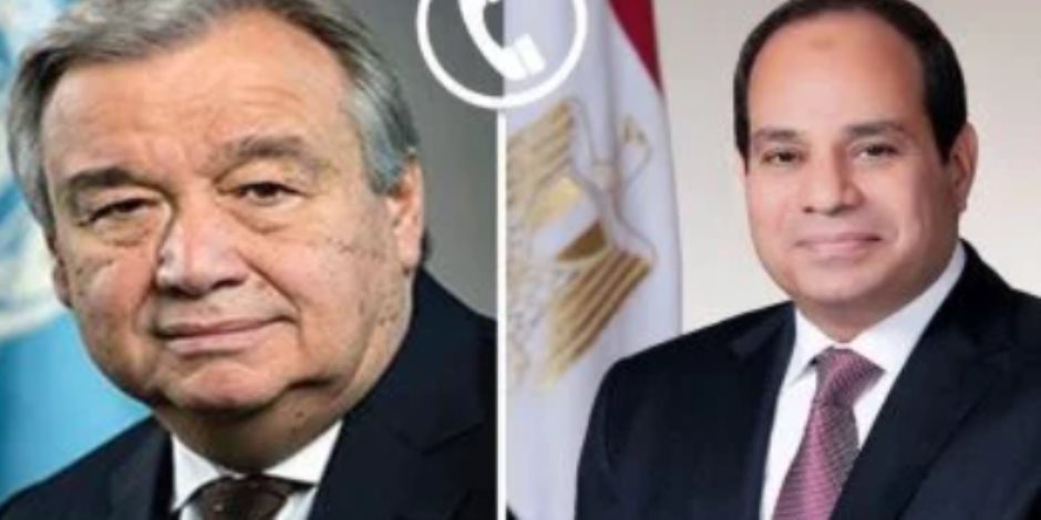 سكرتير الأمم المتحدة يتفق مع الرئيس السيسى على ضرورة إقامة الدولة الفلسطينية